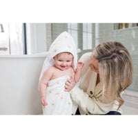 Thumbnail for Lulujo Hooded Absorbent Baby Bath Towel - Daisies - liquidation.store