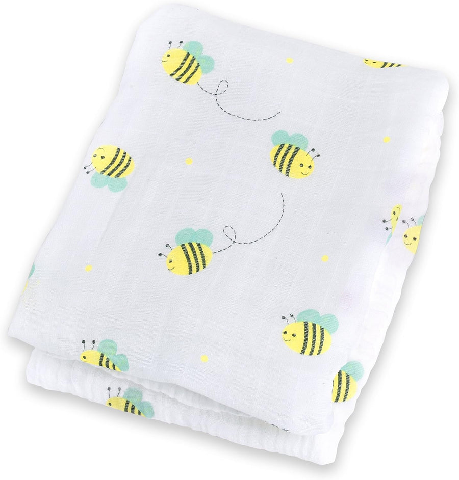 Lulujo - Large Cotton Muslin Swaddle - Bumble Bee - liquidation.store