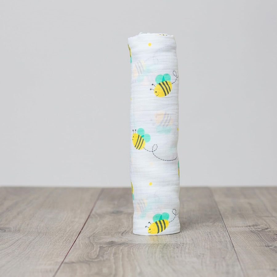 Lulujo - Large Cotton Muslin Swaddle - Bumble Bee - liquidation.store