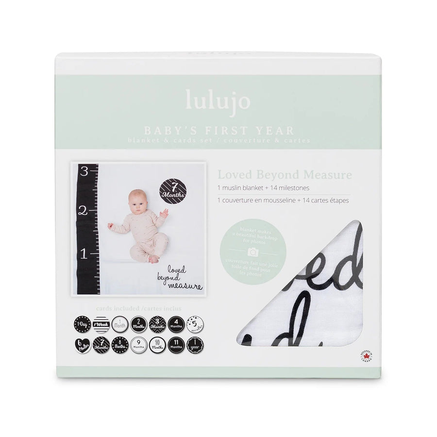 Lulujo Muslin Swaddle & Cards Gift Set- Loved Beyond Measure - liquidation.store