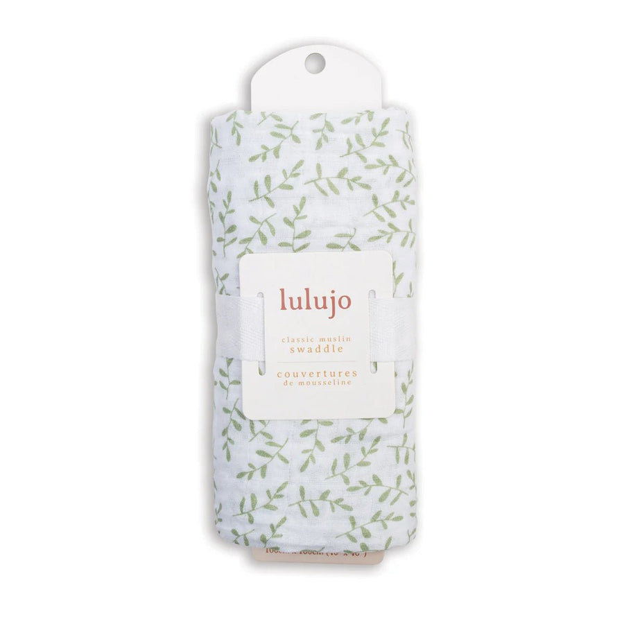 Lulujo Muslin Swaddle - Greenery (100cm x 100cm) - liquidation.store