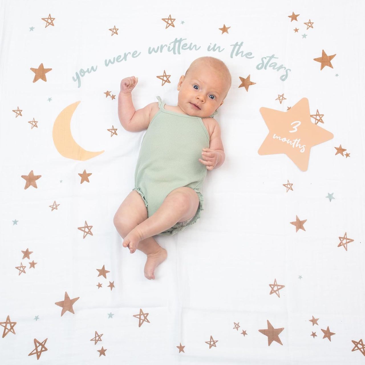 Lulujo Simple Cotton Baby Swaddle and Cards - Written in The Stars - liquidation.store