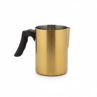 Lunar Ocean Brushed Gold Aluminium Milk Frothing Pitcher with Black Handle 350ml - liquidation.store
