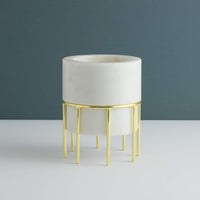 Lunar Ocean Marble & Gold Decorative Vase with Stand - liquidation.store