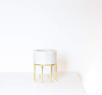 Lunar Ocean Marble & Gold Decorative Vase with Stand - liquidation.store