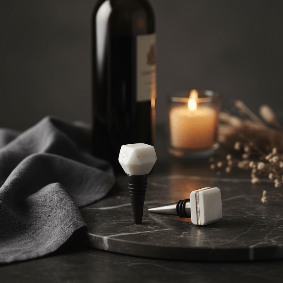 Lunar Ocean Marble & Mother of Pearl Wine Stopper - Set of 2 - liquidation.store