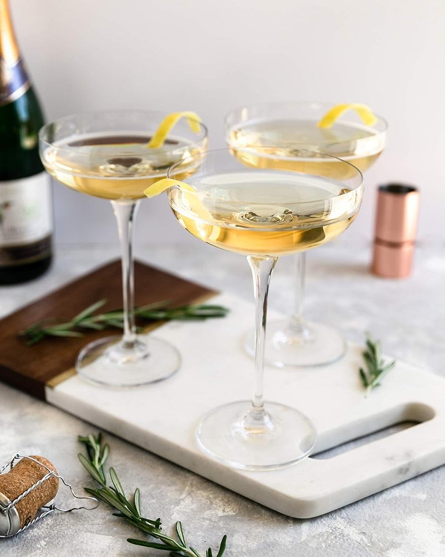 Lunar Oceans Champagne Saucers, Crystalline Coupe Glasses (Set of 2) - liquidation.store