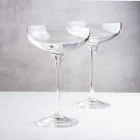 Lunar Oceans Champagne Saucers, Crystalline Coupe Glasses (Set of 2) - liquidation.store