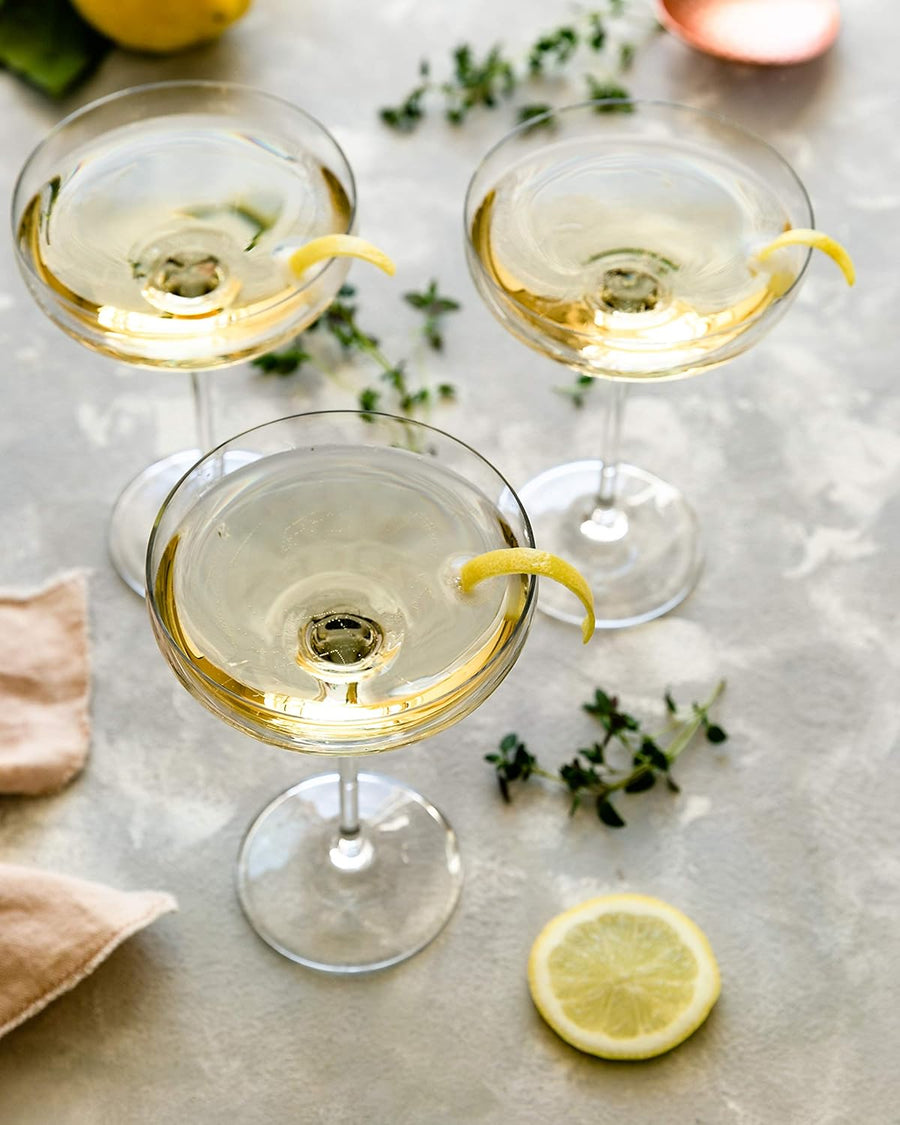 Lunar Oceans Champagne Saucers, Crystalline Coupe Glasses (Set of 2) - liquidation.store