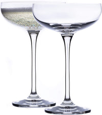 Lunar Oceans Champagne Saucers, Crystalline Coupe Glasses (Set of 2) - liquidation.store