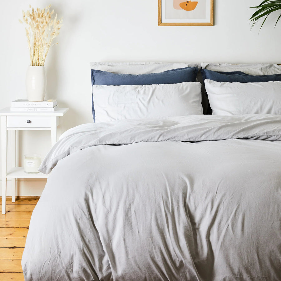 Lunar Oceans Luxe Soft Cotton Bedding Bundle - Light Grey (Size: Double Bed) - liquidation.store
