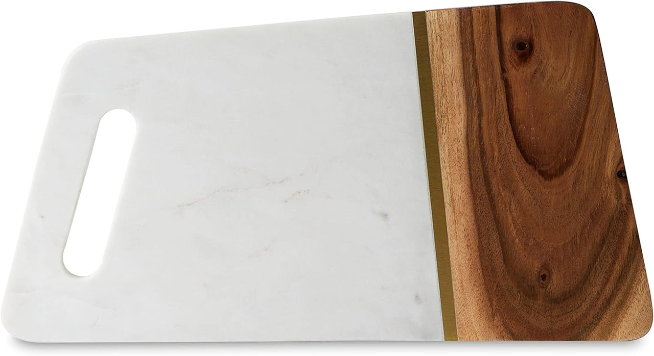 Lunar Oceans Marble & Acacia Wood Serving Cheese Board - liquidation.store