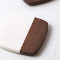 Lunar Oceans Marble and Acacia Wood Coaster - Set of 4 - liquidation.store