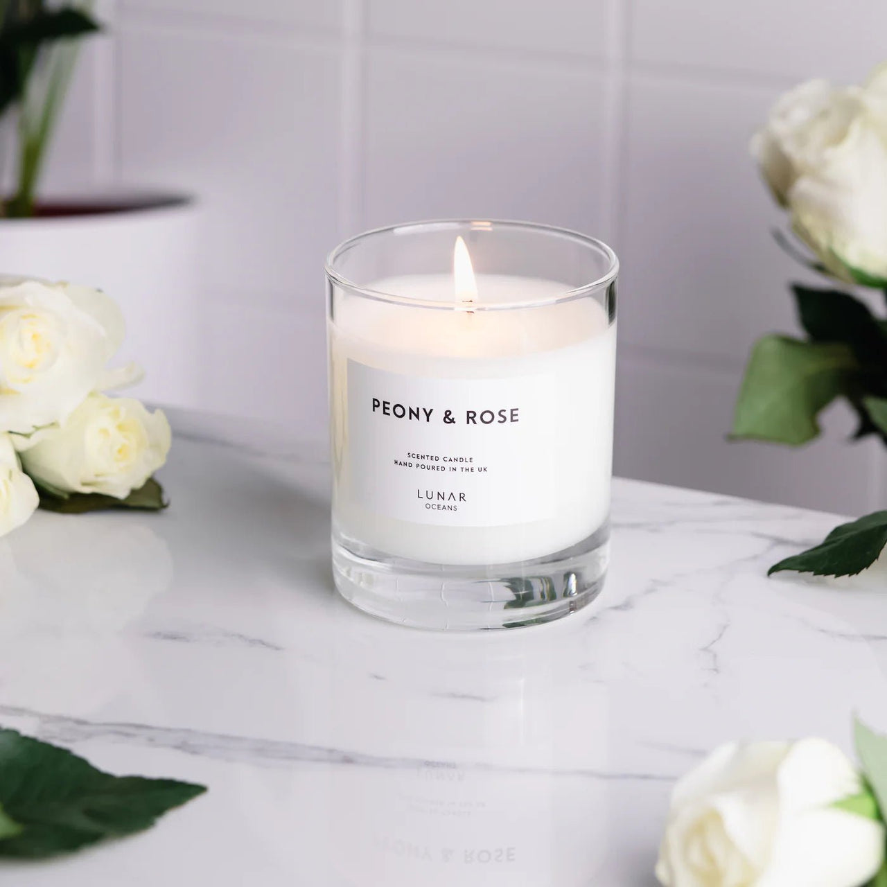 Lunar Oceans Peony & Rose Scented Candle - 200g - liquidation.store