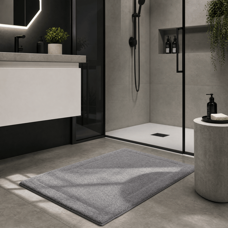 Lunar Oceans Plush Cotton Bath Mat - Grey (83 x 51cm) - liquidation.store