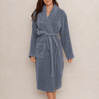 Lunar Oceans Plush Cotton Bath Robe - Blue (Small) - liquidation.store