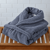 Lunar Oceans Plush Cotton Bath Robe - Blue (Small) - liquidation.store