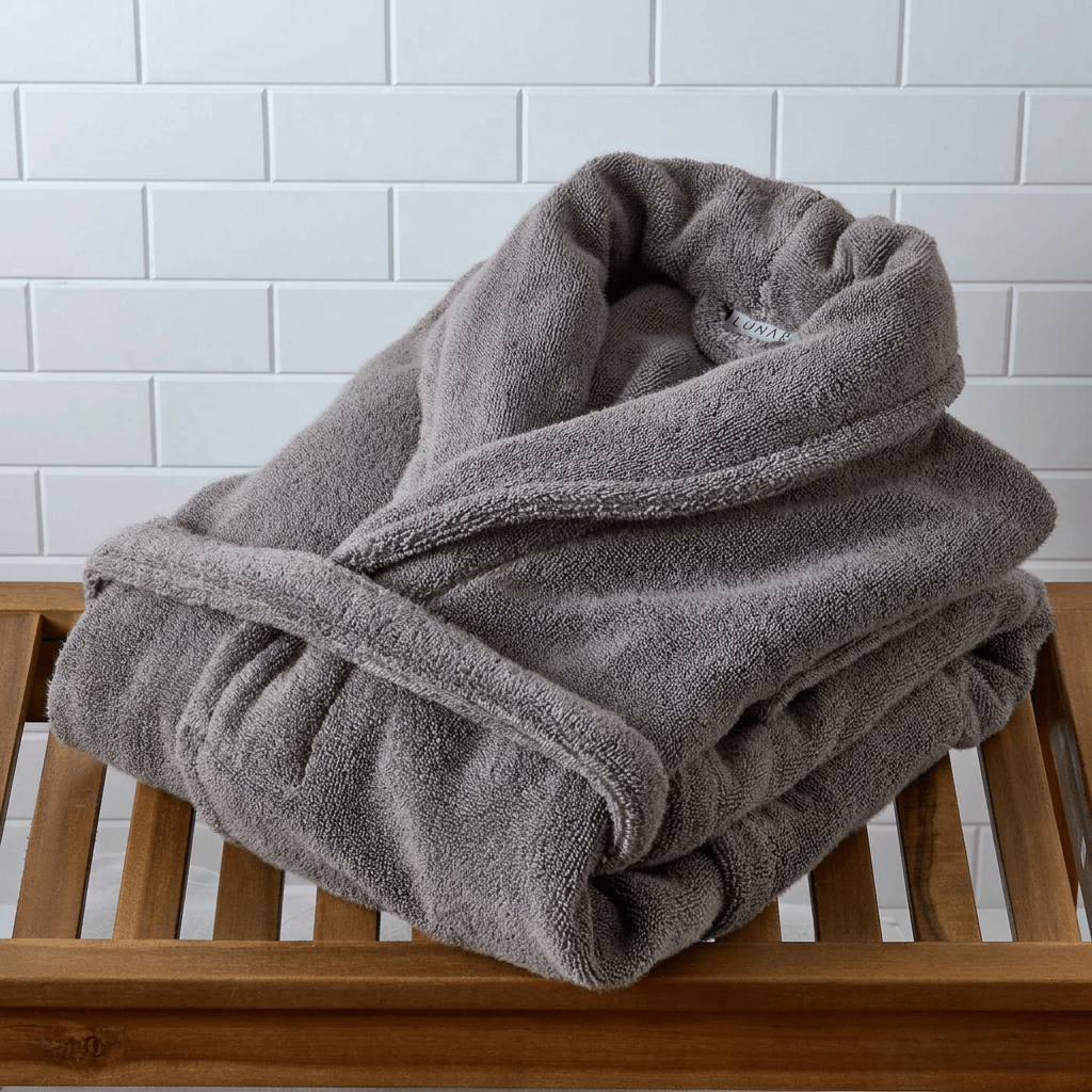 Lunar Oceans Plush Cotton Bath Robe - Grey (Various Sizes) - liquidation.store