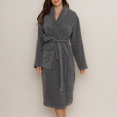 Lunar Oceans Plush Cotton Bath Robe - Grey (Various Sizes) - liquidation.store