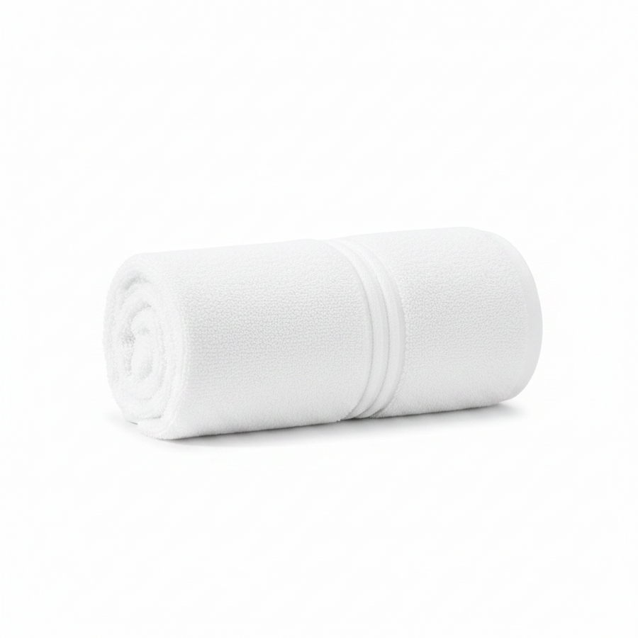 Lunar Oceans Plush Cotton Bath Towel (L) (White)