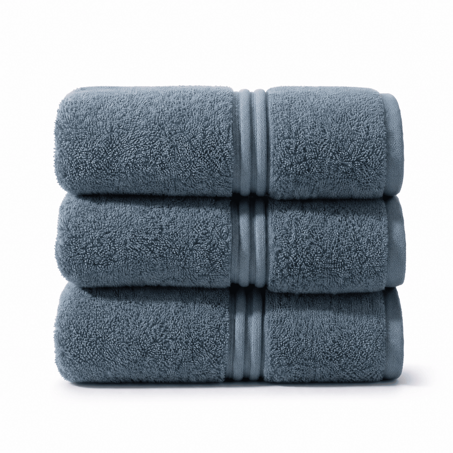 Lunar Oceans Plush Cotton Bath Towels (L) - Blue (3 Pack) - liquidation.store