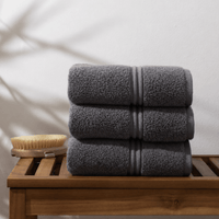 Lunar Oceans Plush Cotton Hand Towel - Grey (3 Pack) - liquidation.store