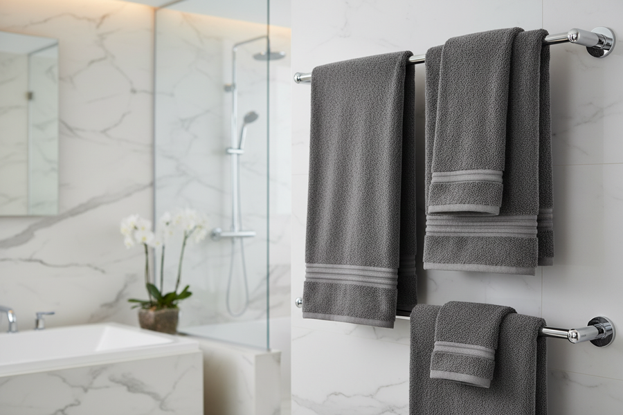 Lunar Oceans Plush Cotton Hand Towel - Grey