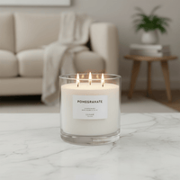 Lunar Oceans Pomegranate Scented Candle Hand Poured UK 3 wick 740g - liquidation.store
