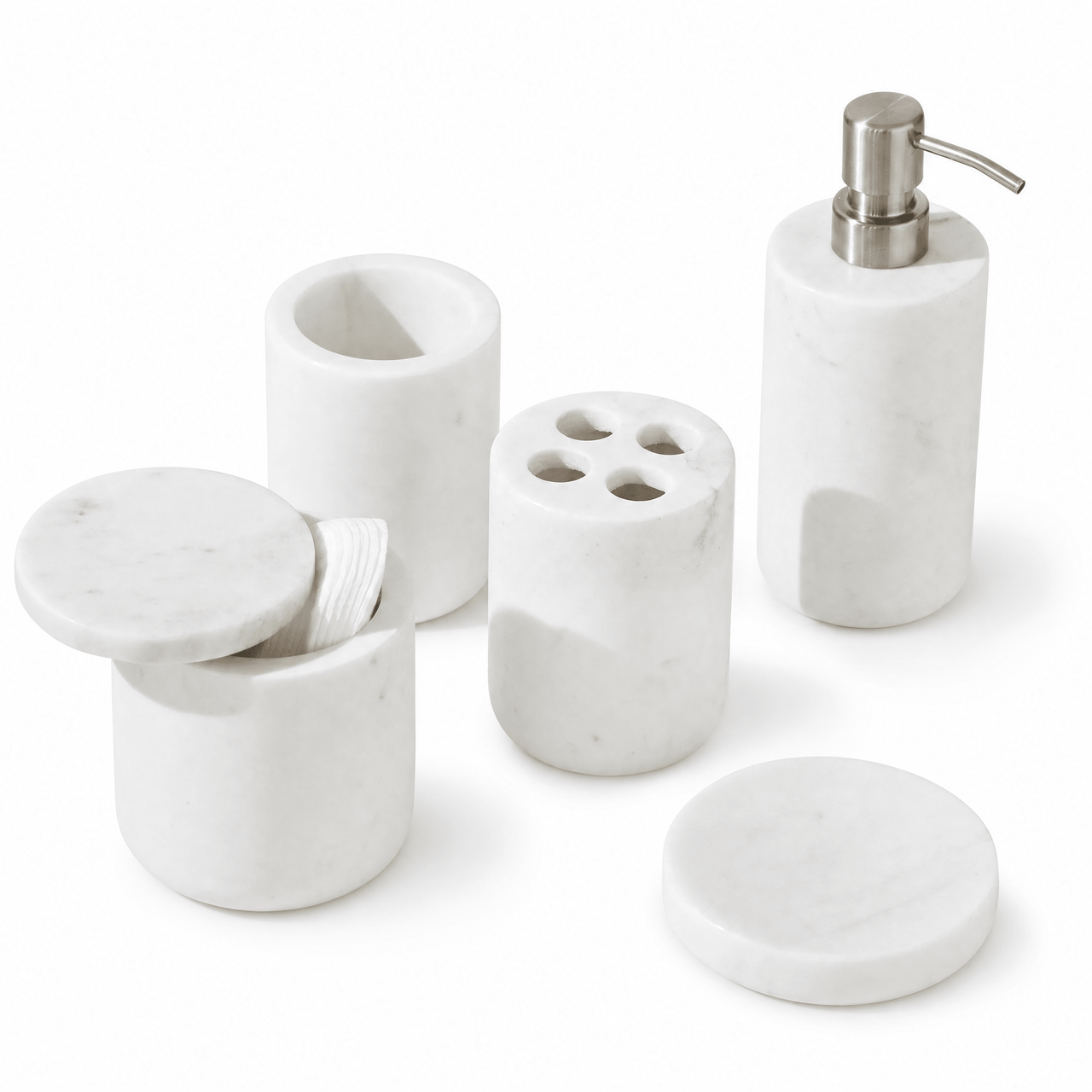 Lunar Oceans Premium Marble Bathroom Accessories Bundle - 5 Items - liquidation.store