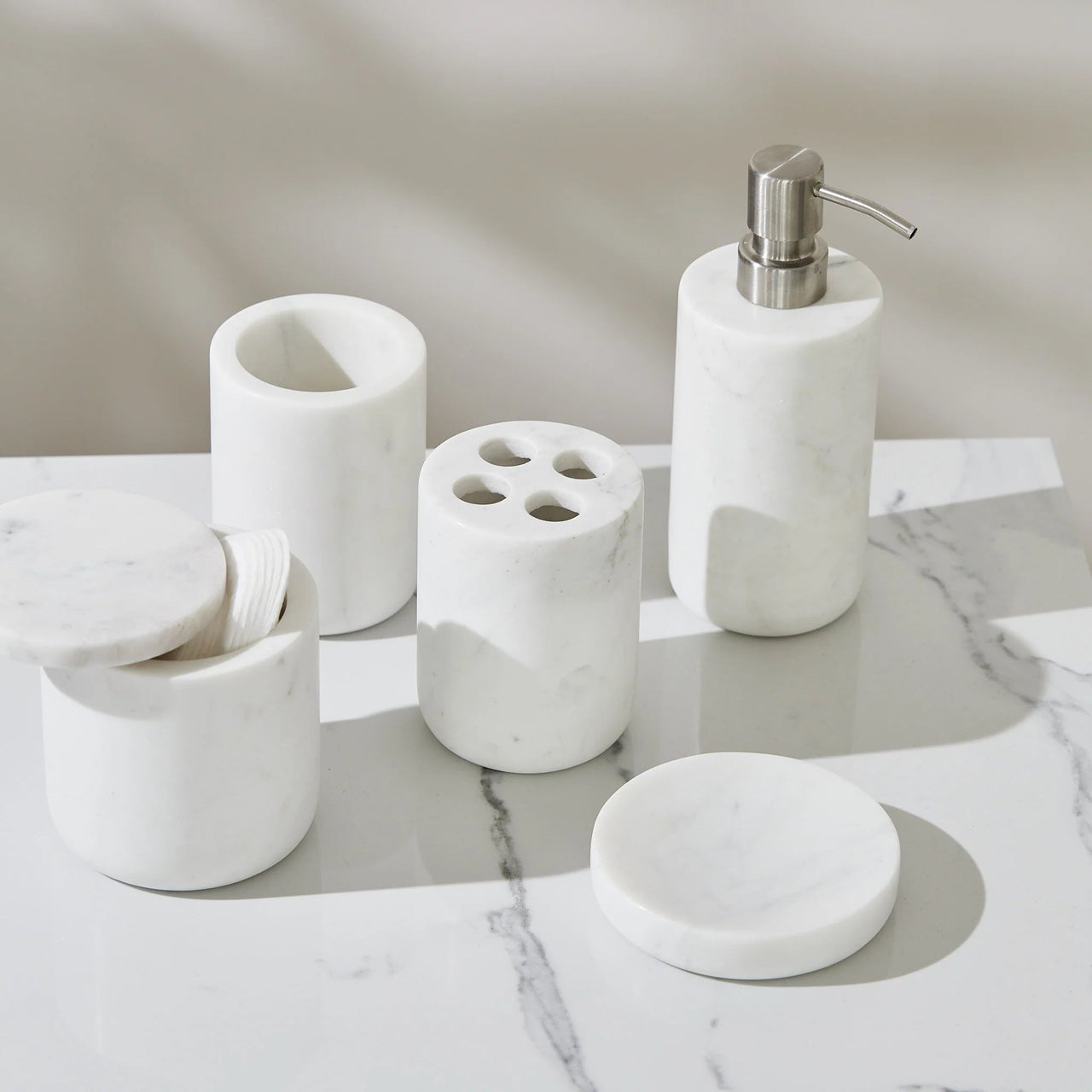 Lunar Oceans Premium Marble Bathroom Accessories Bundle - 5 Items - liquidation.store