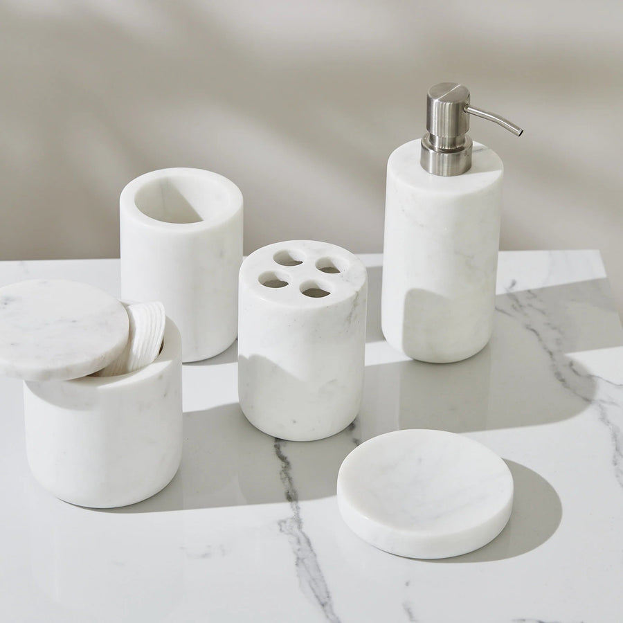 Lunar Oceans Premium Marble Bathroom Accessories Bundle - 5 Items - liquidation.store