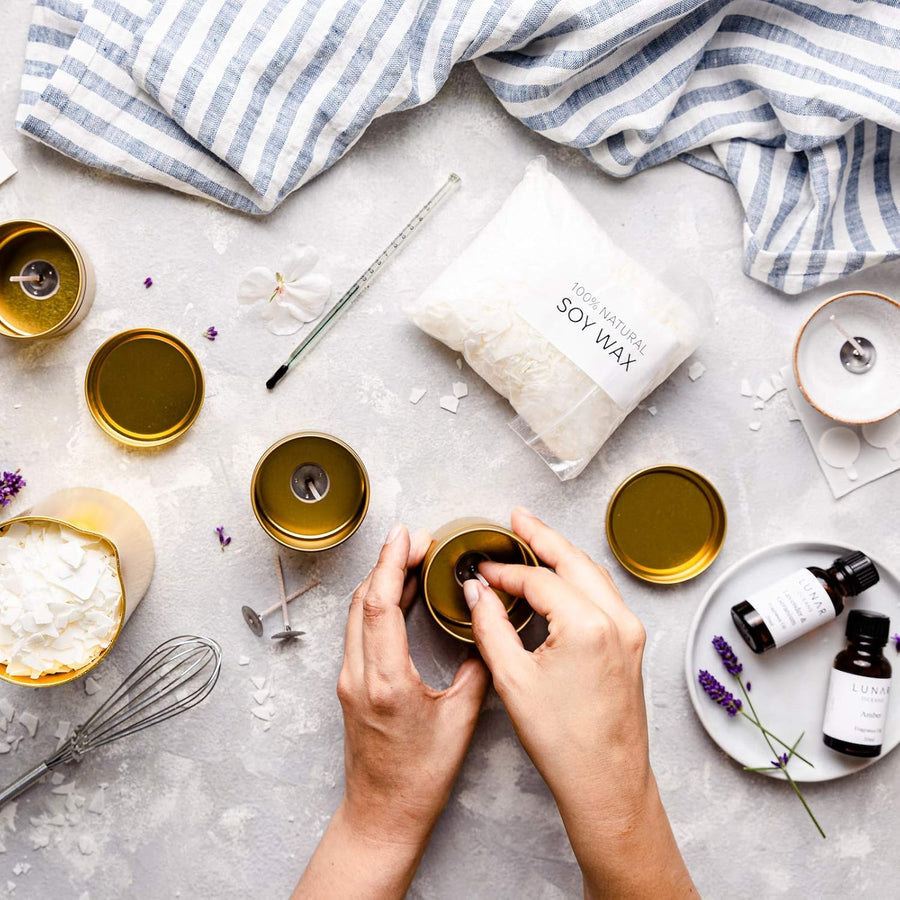 Lunar Oceans Scented Candle Making Kit (Pomegranate, Hibiscus & Lavender) - liquidation.store