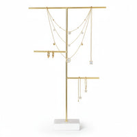 Lunar Oceans Three Tier Gold & Marble Jewellery Stand - Tall Necklace Holder - liquidation.store