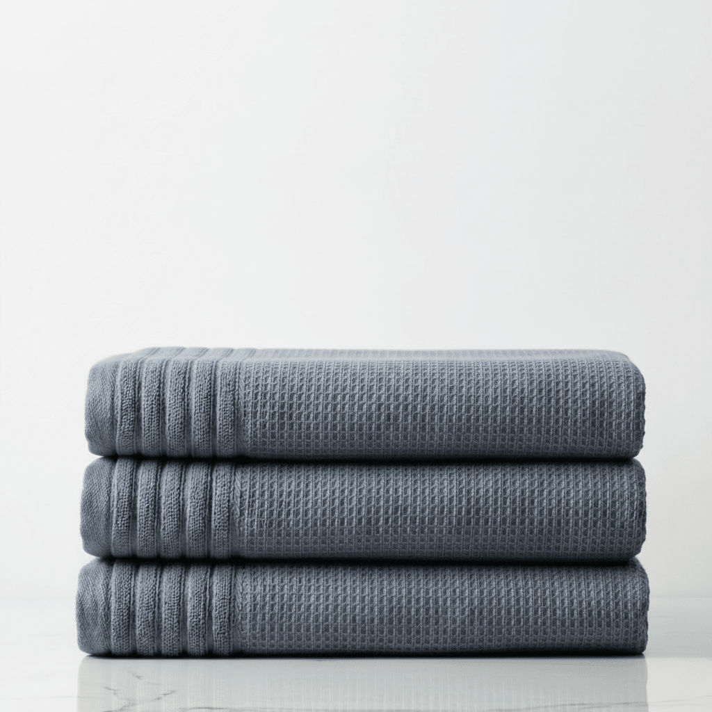Lunar Oceans Waffle Terry Bath Sheet (XL) - Blue (Set of 3) - liquidation.store