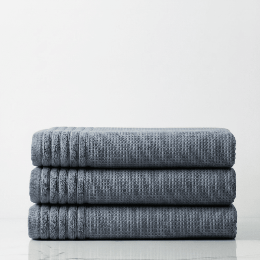 Lunar Oceans Waffle Terry Bath Sheet (XL) - Blue (Set of 3) - liquidation.store