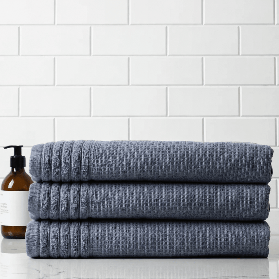 Lunar Oceans Waffle Terry Bath Sheet (XL) - Blue (Set of 3) - liquidation.store
