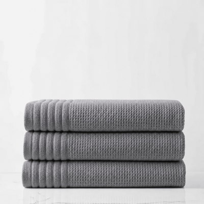 Lunar Oceans Waffle Terry Bath Sheet (XL) - Grey (3 Pack) - liquidation.store