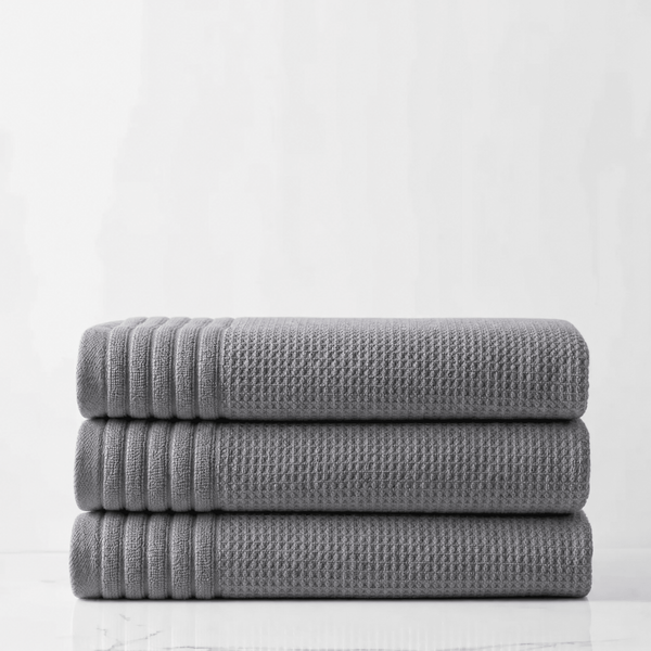 Lunar Oceans Waffle Terry Bath Sheet (XL) - Grey (3 Pack) - liquidation.store