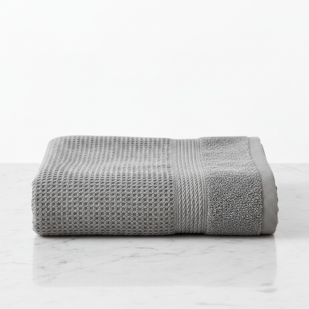 Lunar Oceans Waffle Terry Bath Towel (L) - Grey