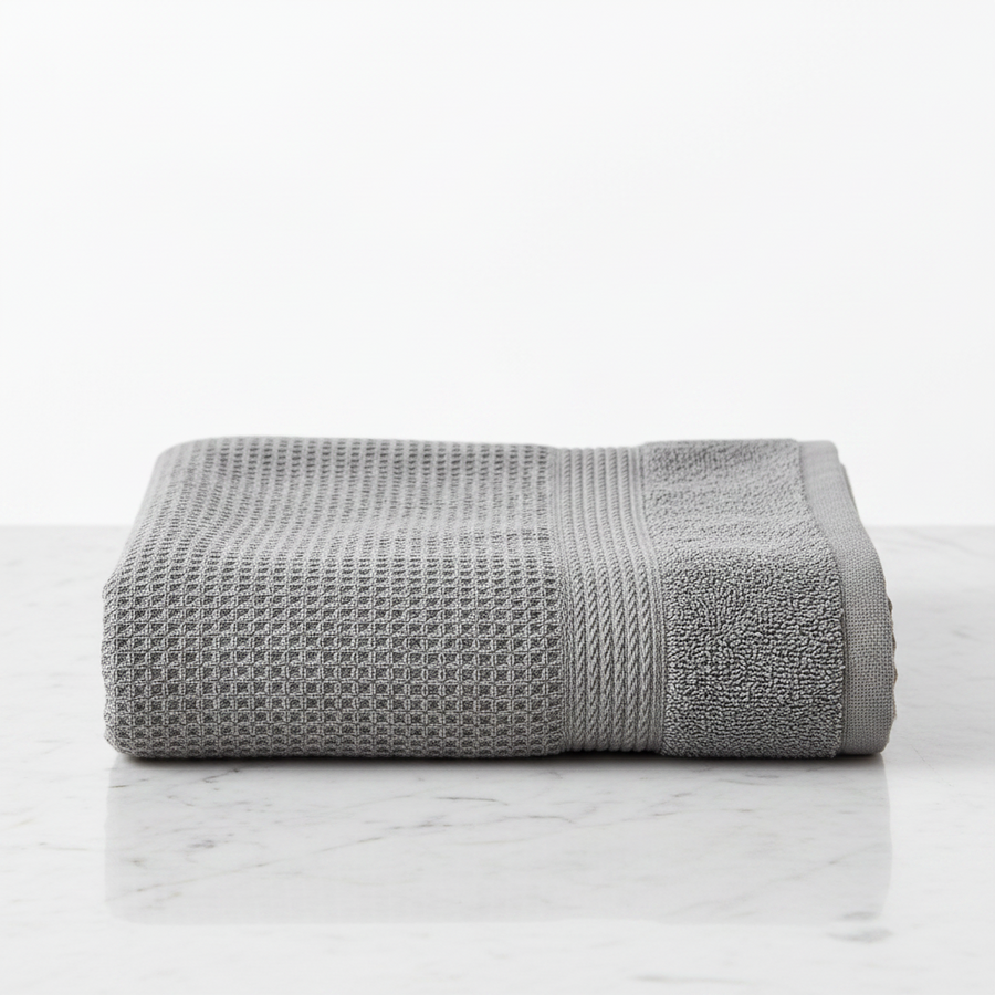 Lunar Oceans Waffle Terry Bath Towel (L) - Grey