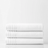 Lunar Oceans Waffle Terry Bath Towels (L) (White) - 3 Pack - liquidation.store