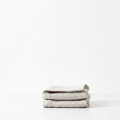 Lunar Oceans Waffle Terry Face Cloth (Pair) - Oatmeal - liquidation.store