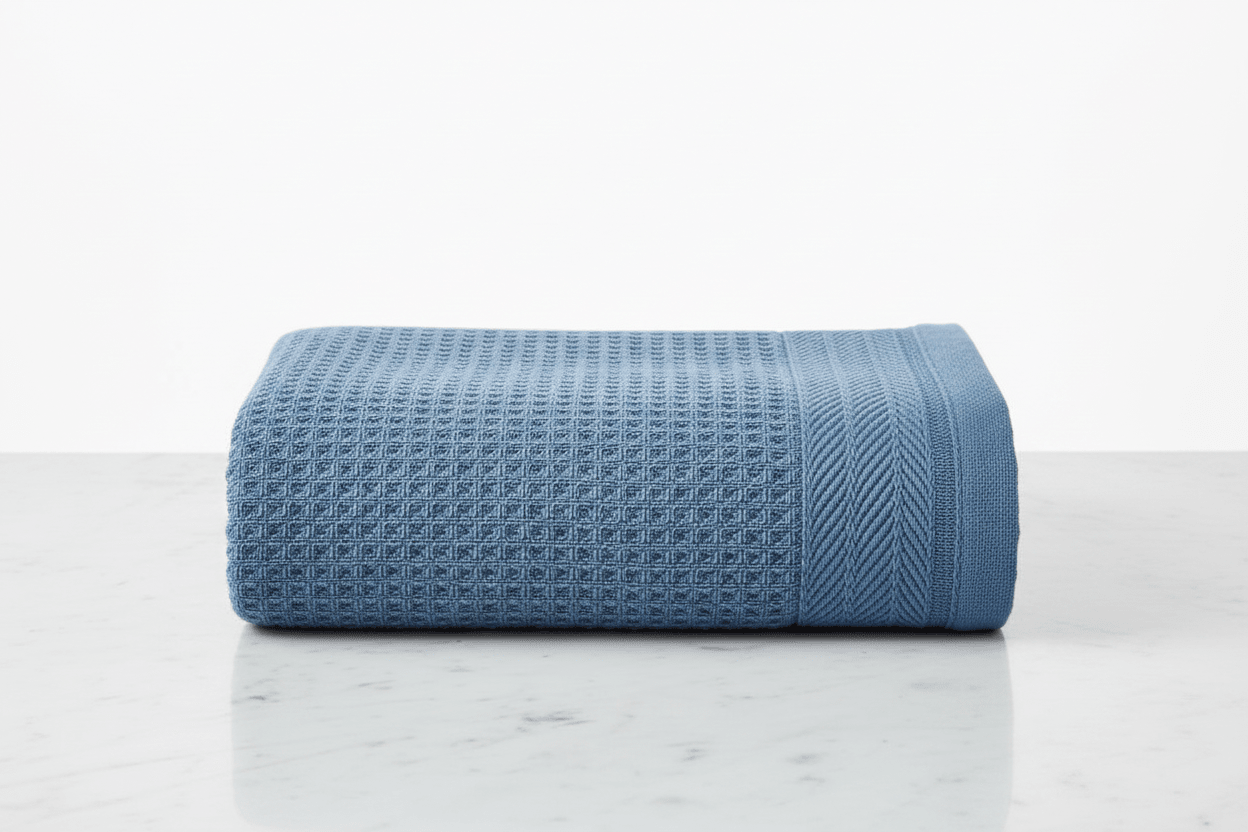 Lunar Oceans Waffle Terry Hand Towel (S) - Blue - liquidation.store