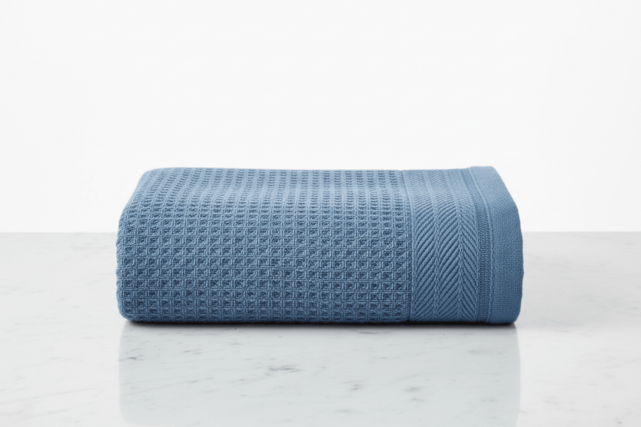 Lunar Oceans Waffle Terry Hand Towel (S) - Blue - liquidation.store