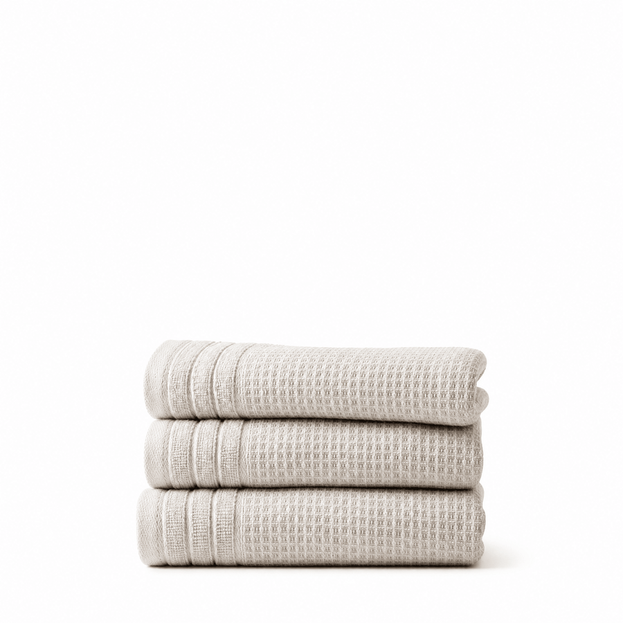 Lunar Oceans Waffle Terry Hand Towels - Oatmeal (3 Pack) - liquidation.store