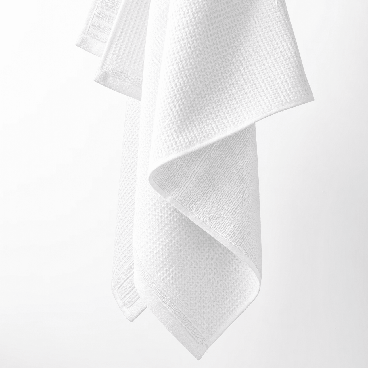 Lunar Oceans Waffle Terry Hand Towels (White) - 3 Pack - liquidation.store
