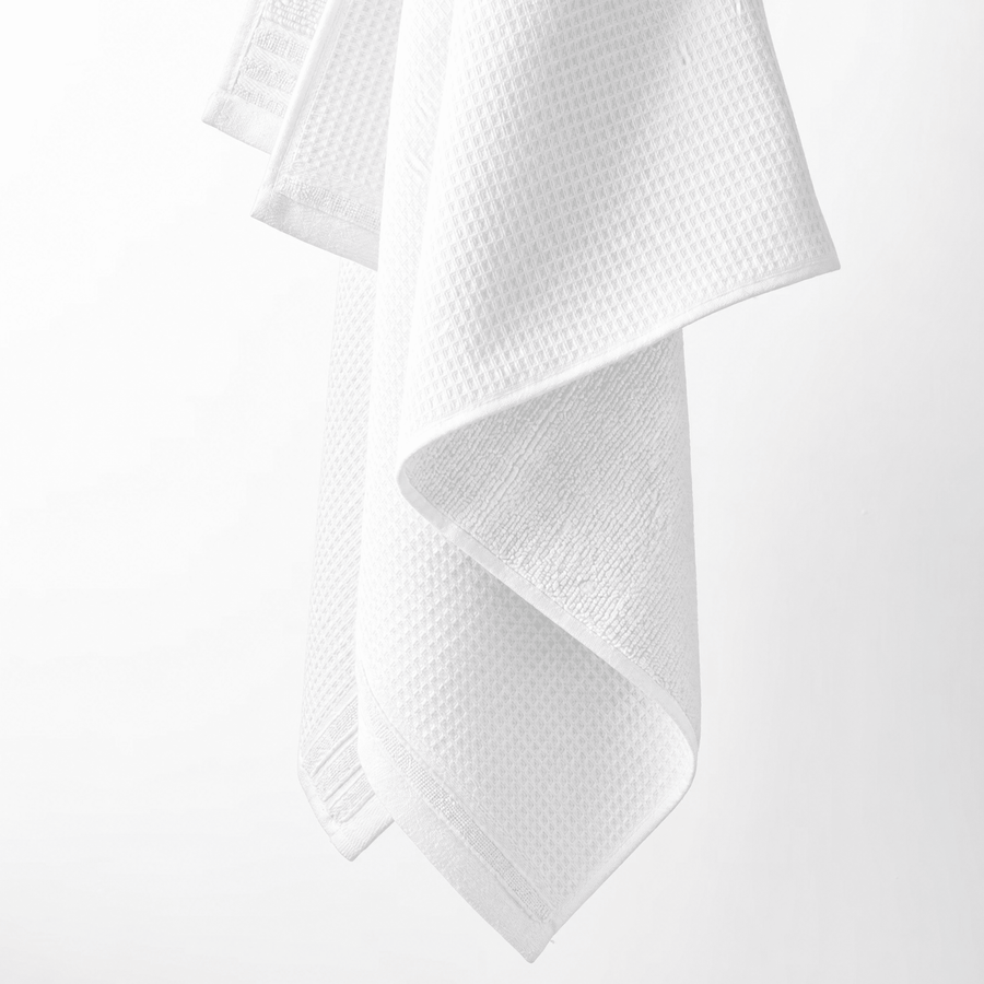 Lunar Oceans Waffle Terry Hand Towels (White) - 3 Pack - liquidation.store