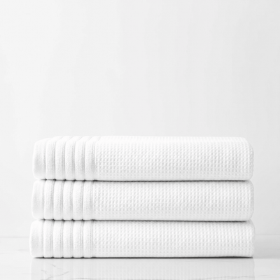 Lunar Oceans Waffle Terry Hand Towels (White) - 3 Pack - liquidation.store