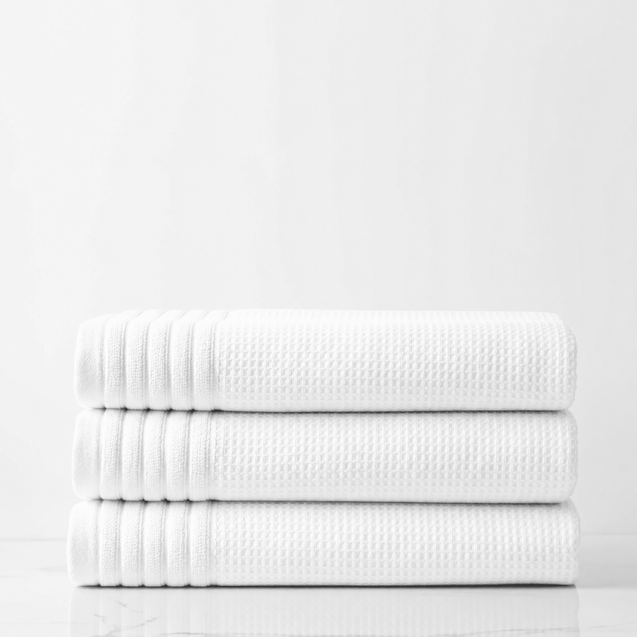 Lunar Oceans Waffle Terry Hand Towels (White) - 3 Pack - liquidation.store