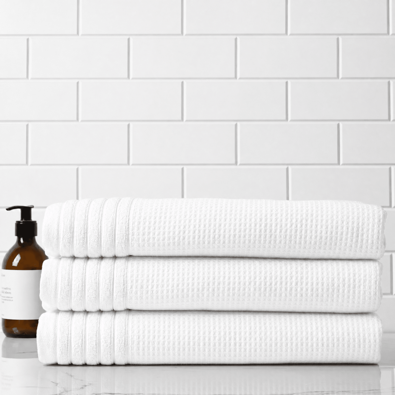 Lunar Oceans Waffle Terry Hand Towels (White) - 3 Pack - liquidation.store